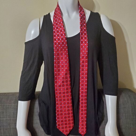 Jos A Bank Red, Blue, & White Silk Tie - Picture 3 of 5